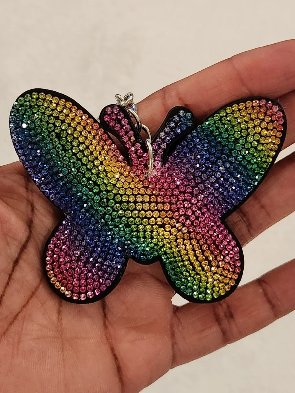 Rainbow Rhinestone Colorful Butterfly Keychain Bag Charm